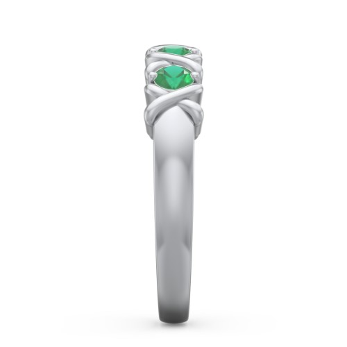 Hugs & Kisses XOXO Ring with 2-5 Stones – Sterling Silver with Emerald