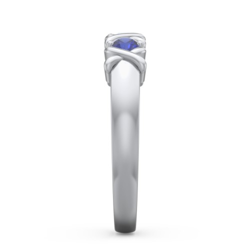 Hugs & Kisses XOXO Ring with 2-5 Stones – Sterling Silver with Blue Sapphire and Aquamarine