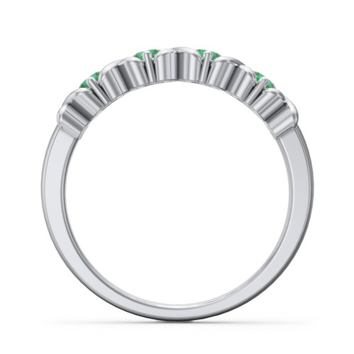 Hugs & Kisses XOXO Ring with 2-5 Stones – Sterling Silver with Emerald