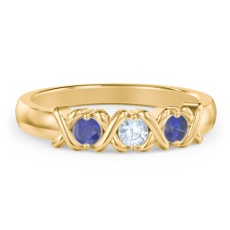 Hugs & Kisses XOXO Ring with 2-5 Stones in 10K Solid Yellow Gold