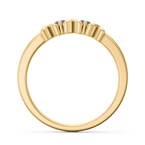 Hugs & Kisses XOXO Ring with 2-5 Stones – 10K Yellow Gold with Smokey Quartz