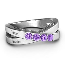 Across My Heart 4-Stone Ring in 925 Sterling Silver with Amethyst
