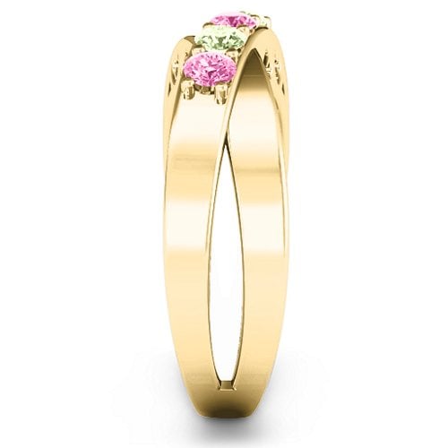 Across My Heart 4-Stone Ring – 10K Yellow Gold with Pink Tourmaline and Peridot