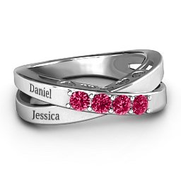Across My Heart 4-Stone Ring in 925 Sterling Silver with Ruby
