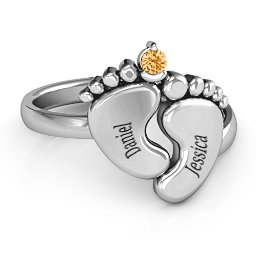 Toe-tally In Love Engravable Birthstone Footprint Ring