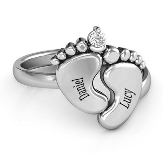 Toe-tally In Love Engravable Birthstone Footprint Ring
