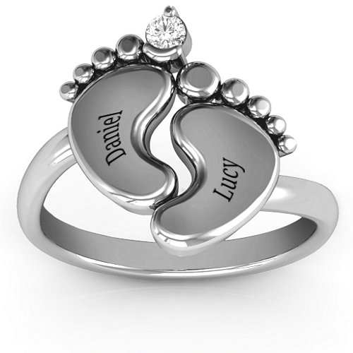 Toe-tally In Love Engravable Birthstone Footprint Ring