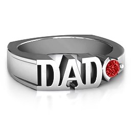 Greatest Dad Birthstone Men's Ring in 925 Sterling Silver with Garnet