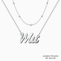 Personalized Name Necklace Layering Set with Ball Station Chain