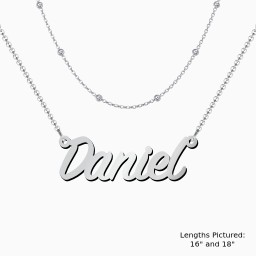 Personalized Name Necklace Layering Set with Ball Station Chain