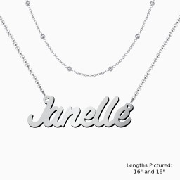 Personalized Name Necklace Layering Set with Ball Station Chain