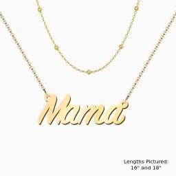 Personalized Name Necklace Layering Set with Ball Station Chain in 18K Gold Plated Silver