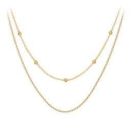 Personalized Necklace Layering Set with Ball Station Chain and Cable Chain