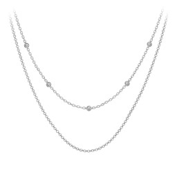 Personalized Necklace Layering Set with Ball Station Chain and Cable Chain in 925 Sterling Silver
