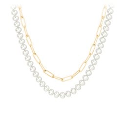 Personalized Pearl and Paper Clip Necklace Layering Set