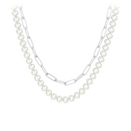 Personalized Pearl and Paper Clip Necklace Layering Set