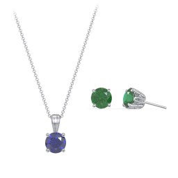 Solitaire Birthstone Necklace and Earrings Set