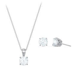 Solitaire Birthstone Necklace and Earrings Set