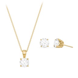 Solitaire Birthstone Necklace and Earrings Set