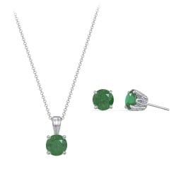 Solitaire Birthstone Necklace and Earrings Set