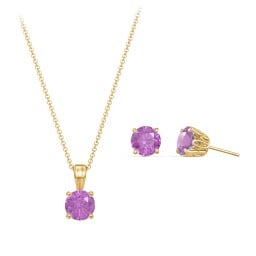 Solitaire Birthstone Necklace and Earrings Set