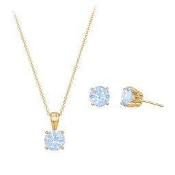 Solitaire Birthstone Necklace and Earrings Set