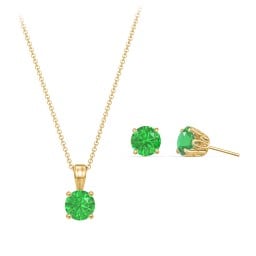 Solitaire Birthstone Necklace and Earrings Set