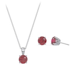 Solitaire Birthstone Necklace and Earrings Set