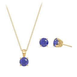 Solitaire Birthstone Necklace and Earrings Set