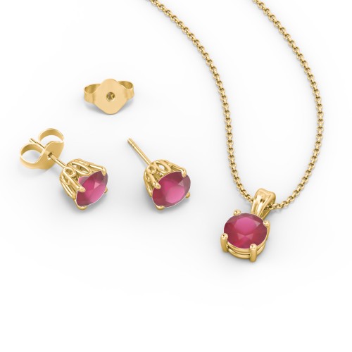Solitaire Birthstone Necklace and Earrings Set