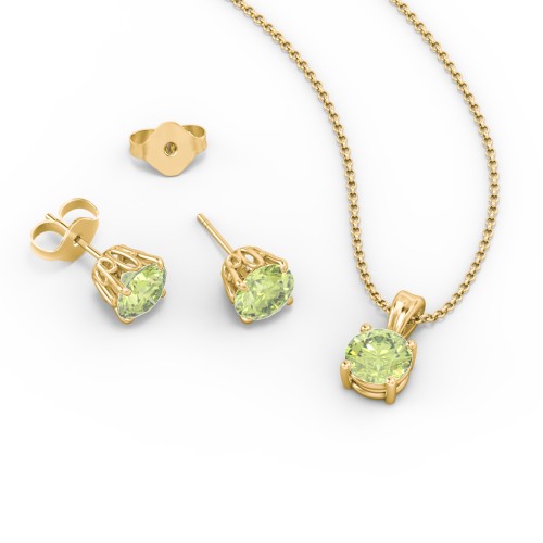 Solitaire Birthstone Necklace and Earrings Set