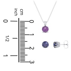 Solitaire Birthstone Necklace and Earrings Set