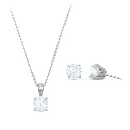 Solitaire Birthstone Necklace and Earrings Set in 925 Sterling Silver with Aquamarine