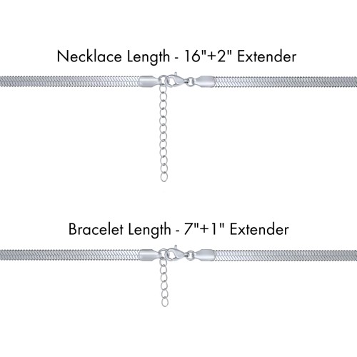 Engravable Herringbone Chain and Bracelet Set in Stainless Steel – Stainless Steel