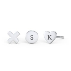 Engravable Hugs & Kisses Earring Stack - Set of 3 – Sterling Silver