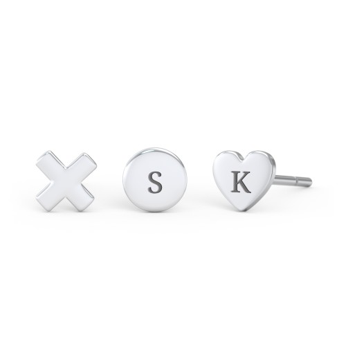 Engravable Hugs & Kisses Earring Stack - Set of 3 – Sterling Silver