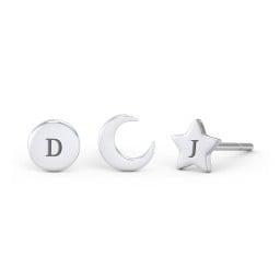 Engravable Celestial Stud Earrings Stack - Set of 3