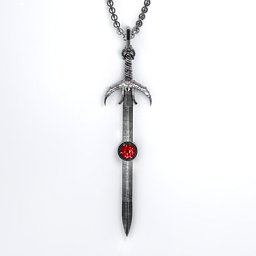 Carmilla - Sword of Hastur Pendant with Gemstone in 925 Sterling Silver with Garnet