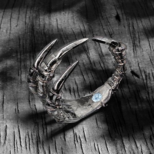Carmilla - Claw Ring with Hidden Gemstone – Sterling Silver with Aquamarine