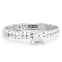 1/4 ct. Princess Gemstone Engagement Ring with Double Row Accents