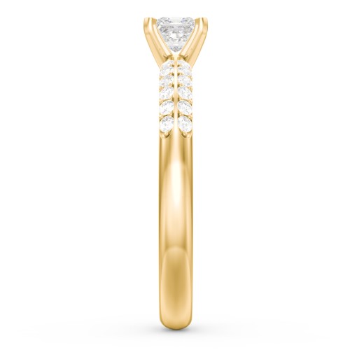 1/4 ct. Princess Gemstone Engagement Ring with Double Row Accents – 14K Yellow Gold with White Premium Zirconia