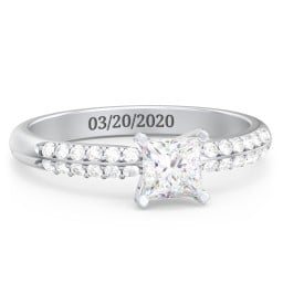 1/2 ct. Princess Gemstone Engagement Ring with Double Row Accents