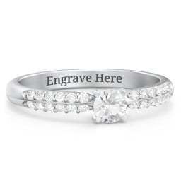 1/4 ct. Round Gemstone Engagement Ring with Double Row Accents