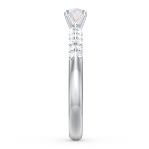 1/4 ct. Round Gemstone Engagement Ring with Double Row Accents
