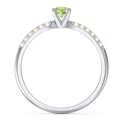 1/4 ct. Round Gemstone Engagement Ring with Double Row Accents