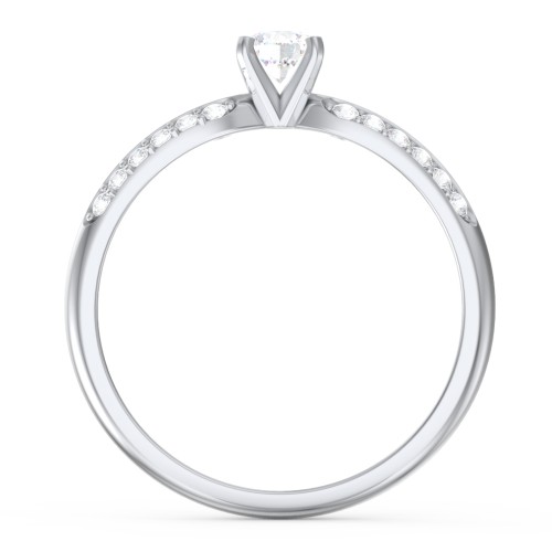 1/4 ct. Round Gemstone Engagement Ring with Double Row Accents – Sterling Silver with White Sapphire and White Premium Zirconia