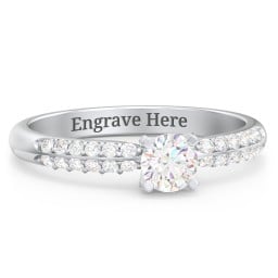 1/3 ct. Round Gemstone Engagement Ring with Double Row Accents