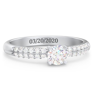 1/3 ct. Round Gemstone Engagement Ring with Double Row Accents