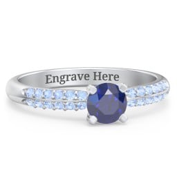 1/2 ct. Round Gemstone Engagement Ring with Double Row Accents