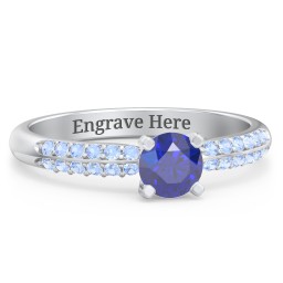 1/2 ct. Round Gemstone Engagement Ring with Double Row Accents